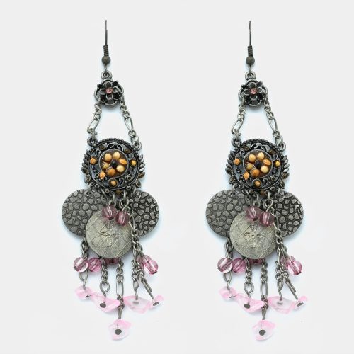 Floral Crystal Oxidized Earrings