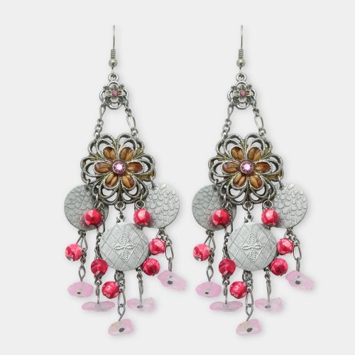 Floral Crystal Oxidized Earrings