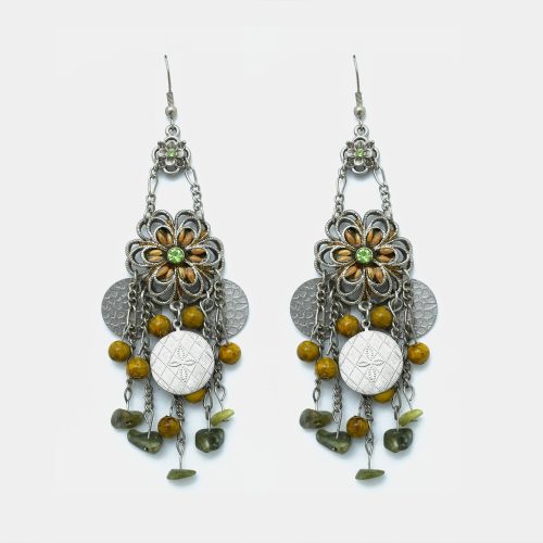 Floral Crystal Oxidized Earrings